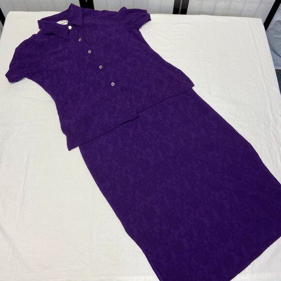 Karin Stevens Vintage Crinkle Sheath Tank Maxi Dress Short Sleeve Button Jacket - Picture 9 of 13